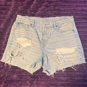 AE American Eagle denim ripped distress light wash mom shorts size 12
